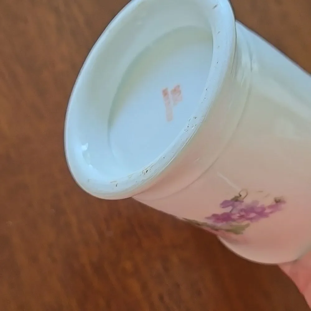 Antique Vintage Germany Porcelain Shaving Mug Cup Pink Roses Luster Germany home